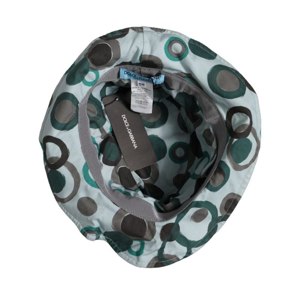 Dolce & Gabbana Teal Cotton Big Polka Dot Pattern Bucket Women's Hat